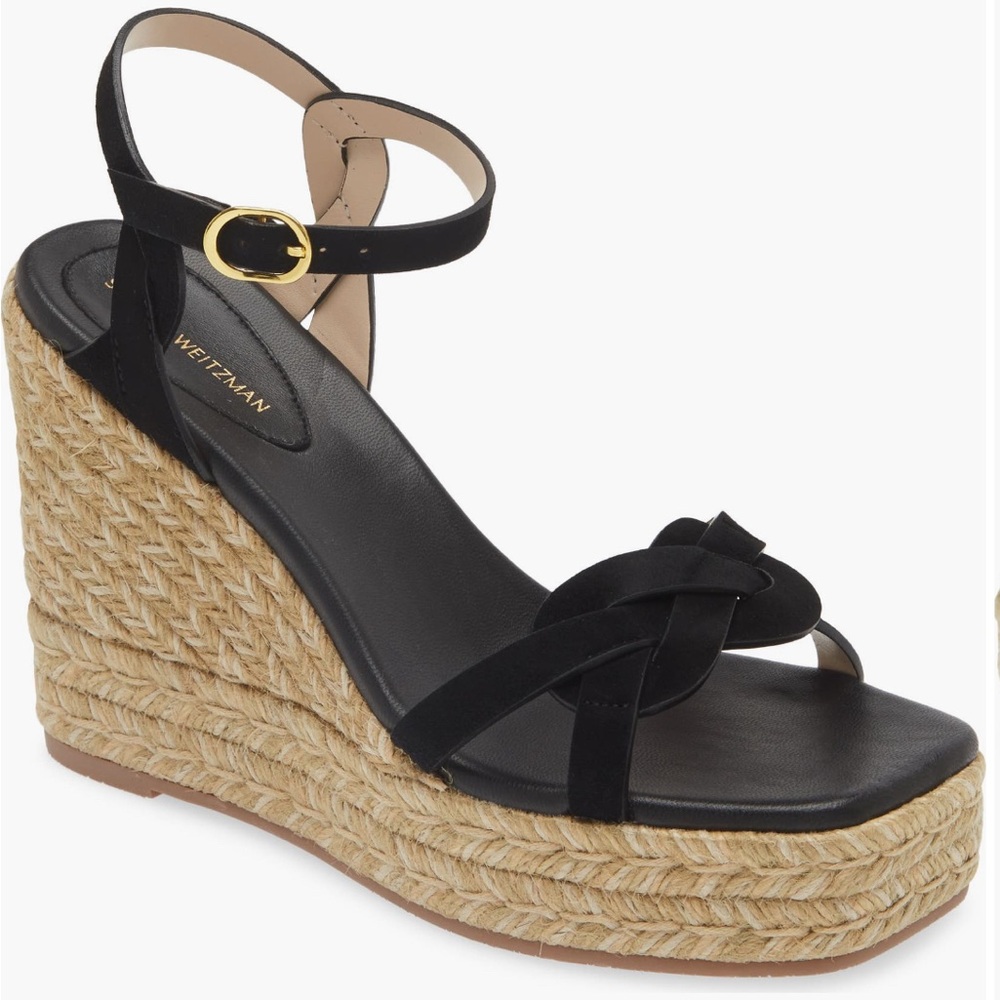 Stuart Weitzman Black Wedge Sandals